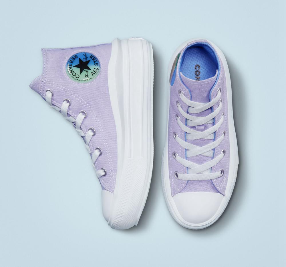 Dívčí Vysoké Converse Chuck Taylor All Star Move Platformy Gel Patch Little Kids Fialové Královská Modrá | 597014SZK