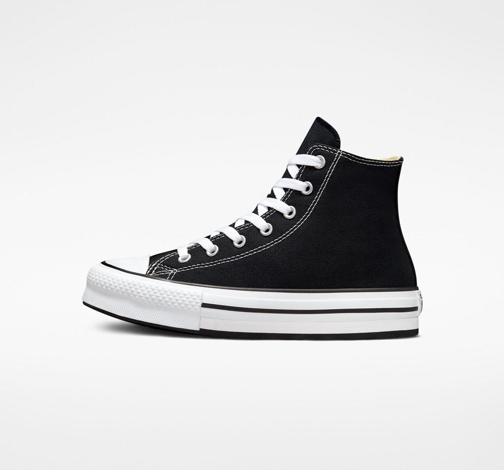 Dívčí Vysoké Converse Chuck Taylor All Star Lift Platformy Big Kids Černé Bílé Černé | 634219OSR