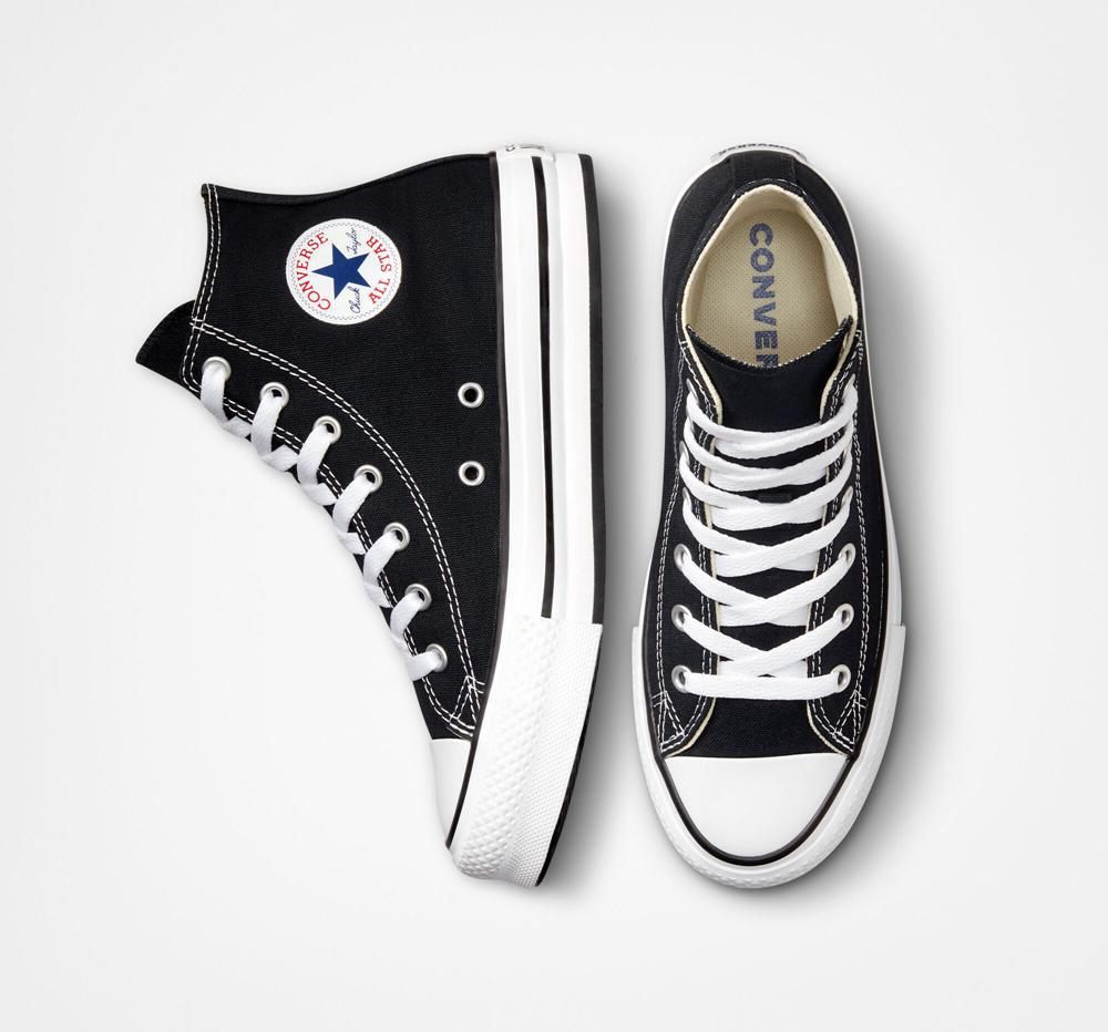 Dívčí Vysoké Converse Chuck Taylor All Star Lift Platformy Big Kids Černé Bílé Černé | 634219OSR