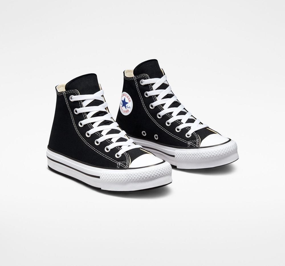 Dívčí Vysoké Converse Chuck Taylor All Star Lift Platformy Big Kids Černé Bílé Černé | 634219OSR