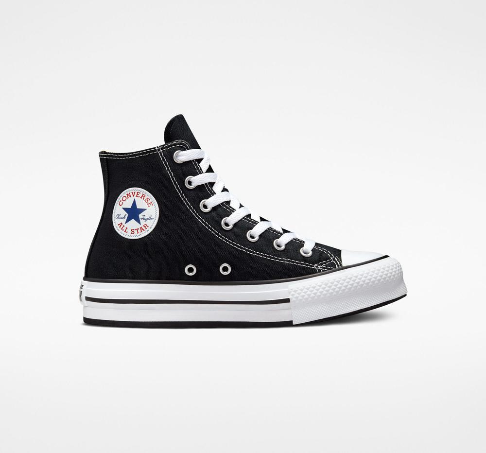 Dívčí Vysoké Converse Chuck Taylor All Star Lift Platformy Big Kids Černé Bílé Černé | 634219OSR