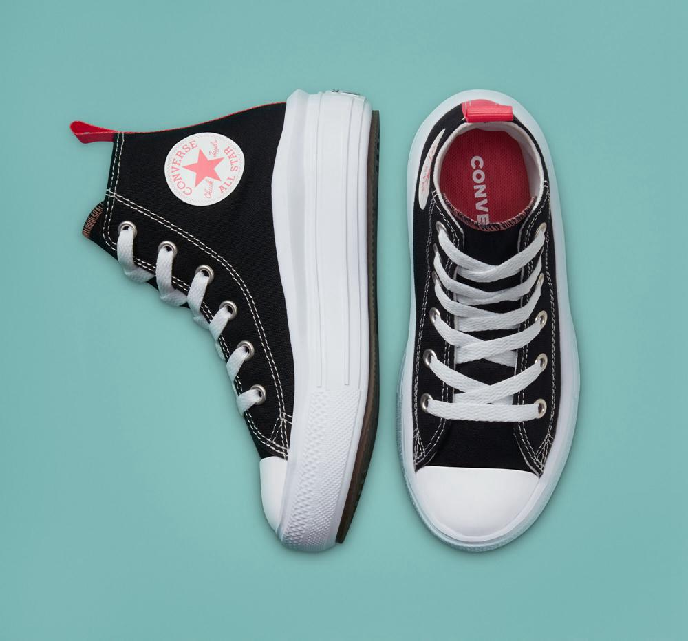 Dívčí Vysoké Converse Chuck Taylor All Star Move Platformy Little Kids Černé Růžové Bílé | 769054GCW