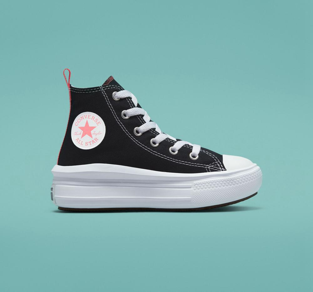 Dívčí Vysoké Converse Chuck Taylor All Star Move Platformy Little Kids Černé Růžové Bílé | 769054GCW