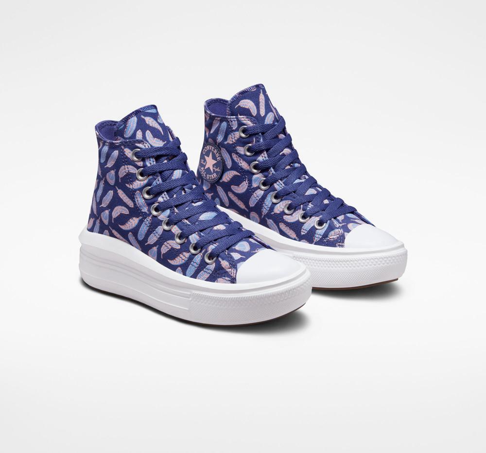 Dívčí Vysoké Converse Chuck Taylor All Star Move Platformy Feathers Big Kids Fialové Královská Modrá | 862794OJW