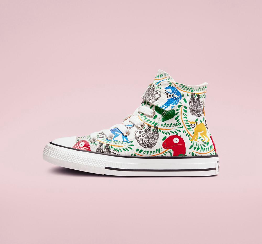 Dívčí Vysoké Converse Chuck Taylor All Star Easy On Multicolored Animals Little Kids Bílé Černé | 862947URQ