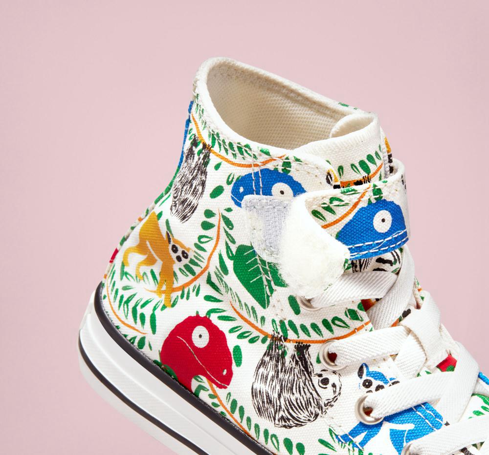 Dívčí Vysoké Converse Chuck Taylor All Star Easy On Multicolored Animals Little Kids Bílé Černé | 862947URQ