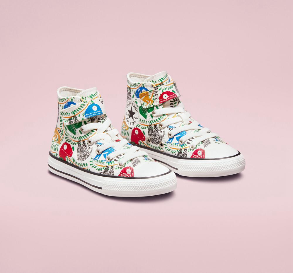 Dívčí Vysoké Converse Chuck Taylor All Star Easy On Multicolored Animals Little Kids Bílé Černé | 862947URQ