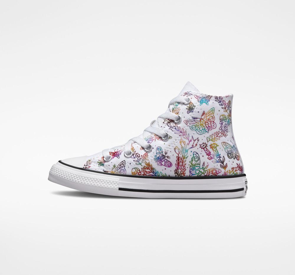 Dívčí Vysoké Converse Chuck Taylor All Star Butterfly Shine Little Kids Bílé Růžové Fialové Blankyt | 869341JUE