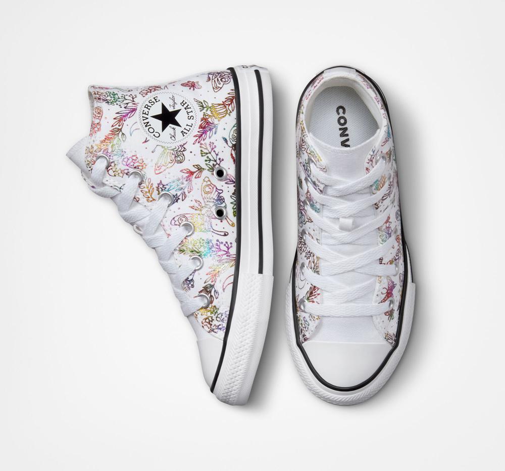 Dívčí Vysoké Converse Chuck Taylor All Star Butterfly Shine Little Kids Bílé Růžové Fialové Blankyt | 869341JUE