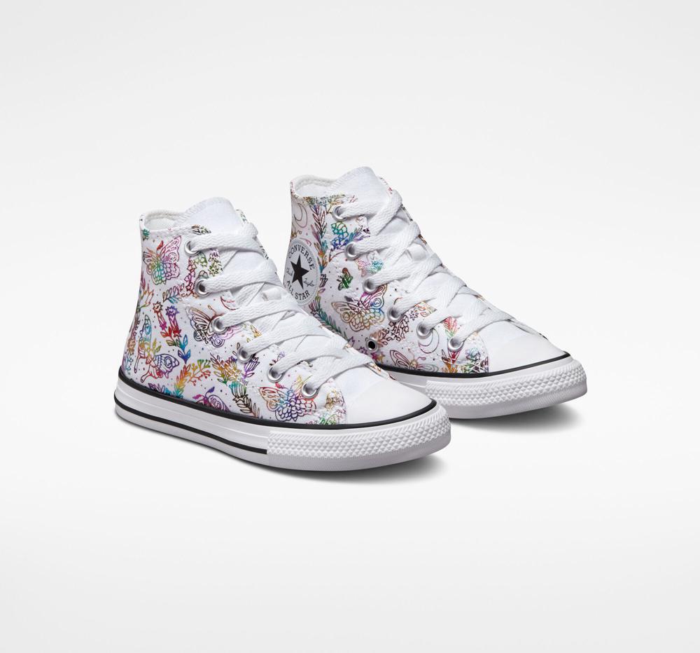 Dívčí Vysoké Converse Chuck Taylor All Star Butterfly Shine Little Kids Bílé Růžové Fialové Blankyt | 869341JUE