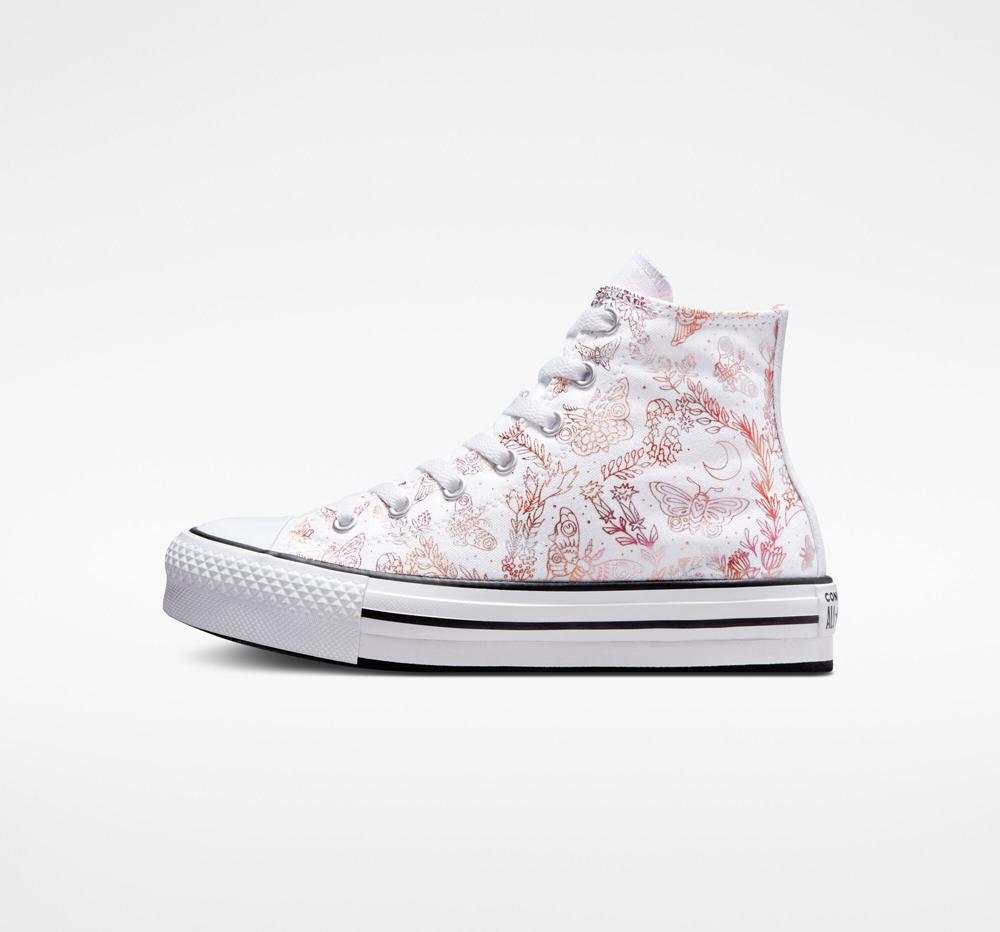 Dívčí Vysoké Converse Chuck Taylor All Star Eva Lift Platformy Butterfly Shine Big Kids Bílé Růžové Černé | 874950CVD