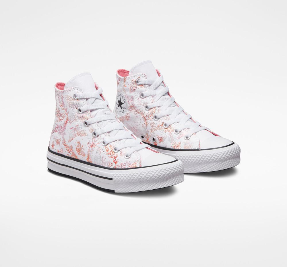 Dívčí Vysoké Converse Chuck Taylor All Star Eva Lift Platformy Butterfly Shine Big Kids Bílé Růžové Černé | 874950CVD