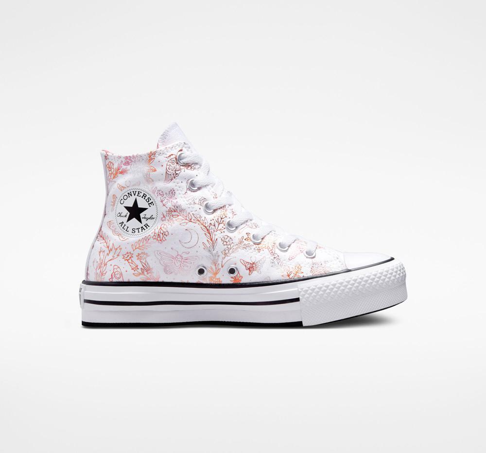 Dívčí Vysoké Converse Chuck Taylor All Star Eva Lift Platformy Butterfly Shine Big Kids Bílé Růžové Černé | 874950CVD