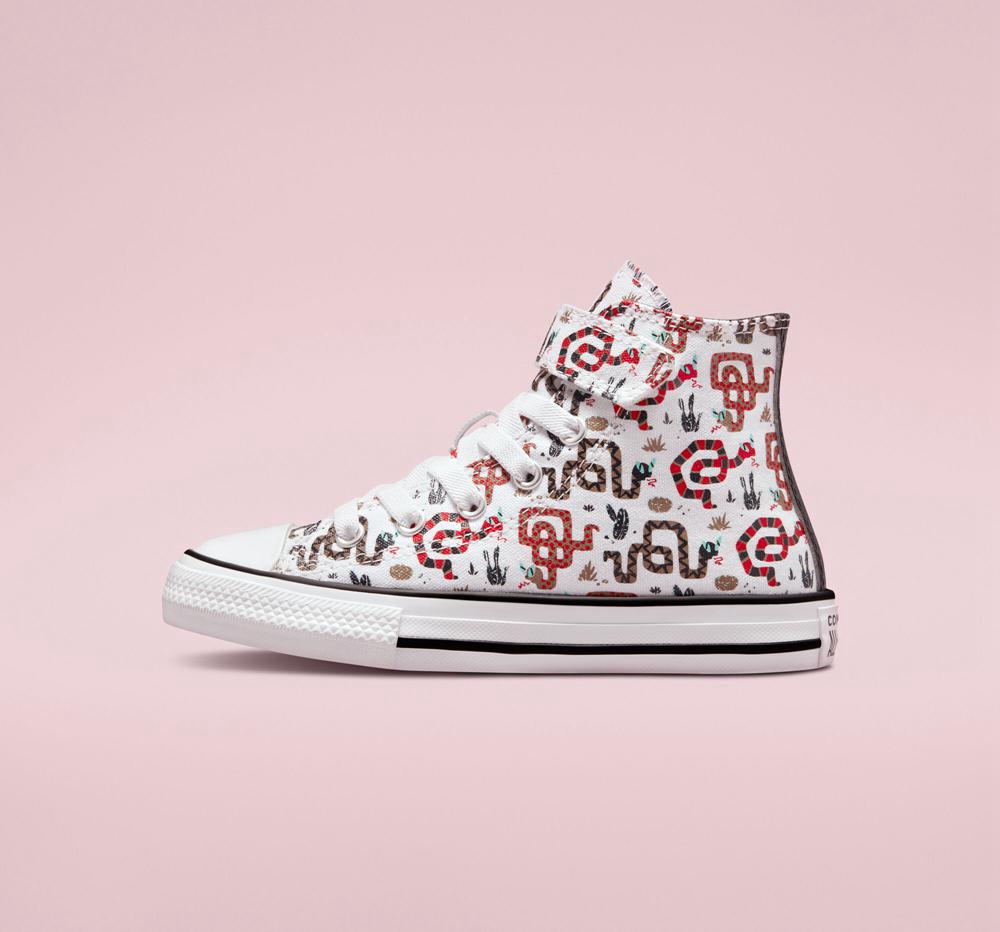 Dívčí Vysoké Converse Chuck Taylor All Star Easy On Snake Little Kids Bílé Šedé Červené | 917082SOC