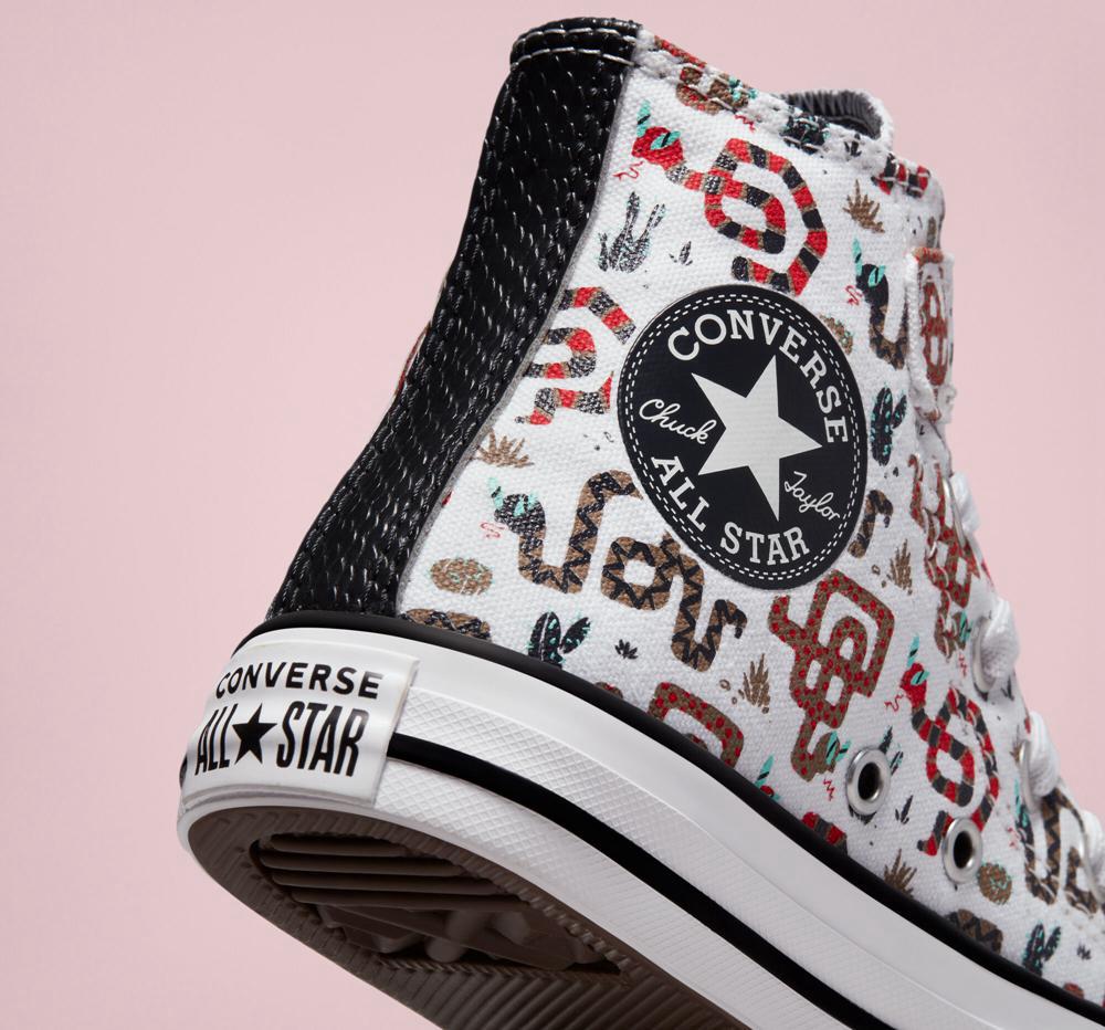 Dívčí Vysoké Converse Chuck Taylor All Star Easy On Snake Little Kids Bílé Šedé Červené | 917082SOC