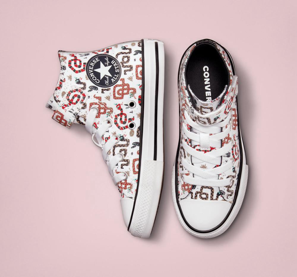 Dívčí Vysoké Converse Chuck Taylor All Star Easy On Snake Little Kids Bílé Šedé Červené | 917082SOC