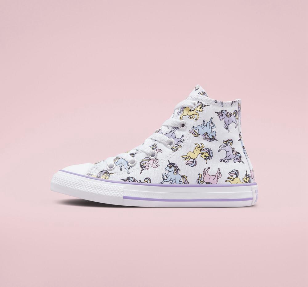 Dívčí Vysoké Converse Chuck Taylor All Star Unicorns Little Kids Bílé | 923576MUP