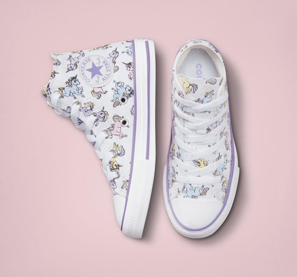 Dívčí Vysoké Converse Chuck Taylor All Star Unicorns Little Kids Bílé | 923576MUP