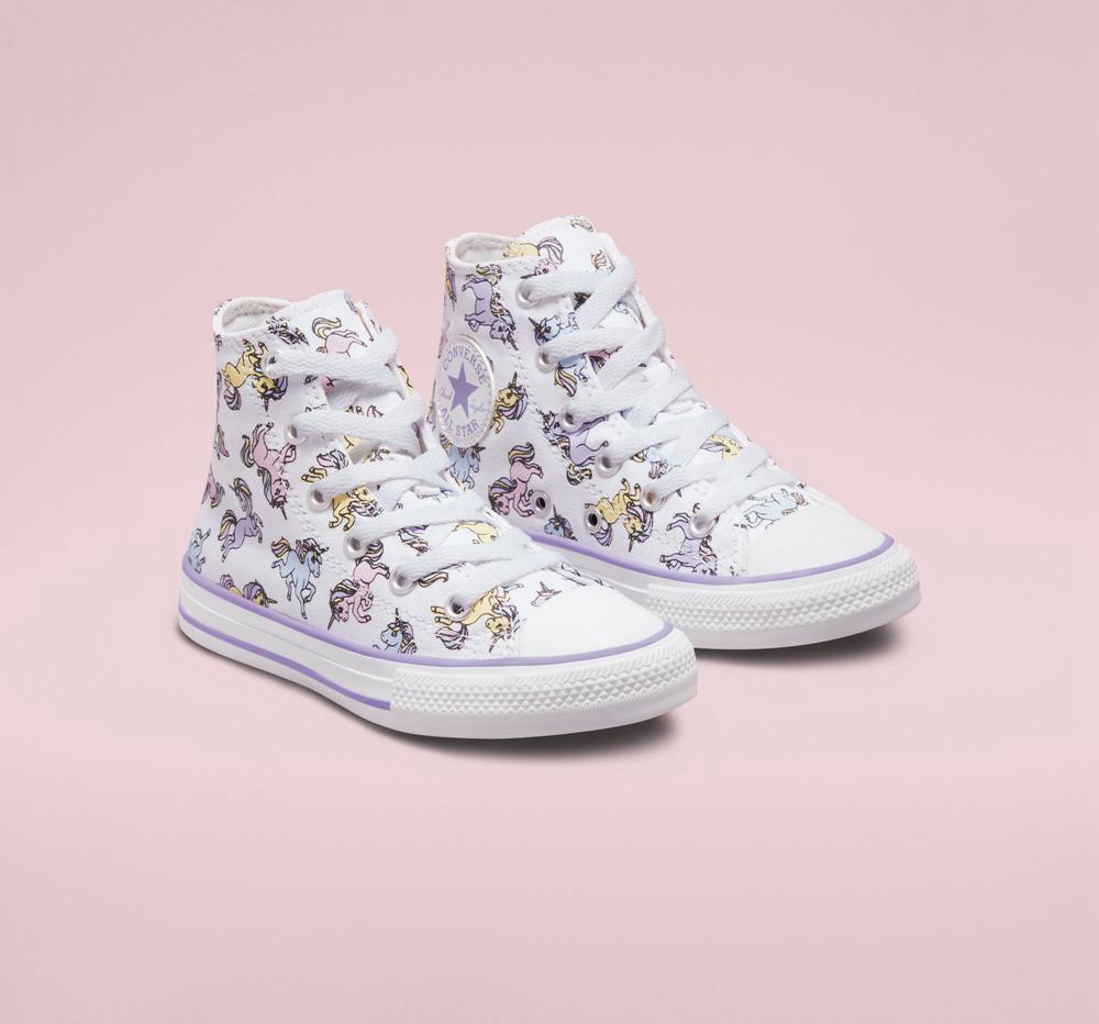 Dívčí Vysoké Converse Chuck Taylor All Star Unicorns Little Kids Bílé | 923576MUP