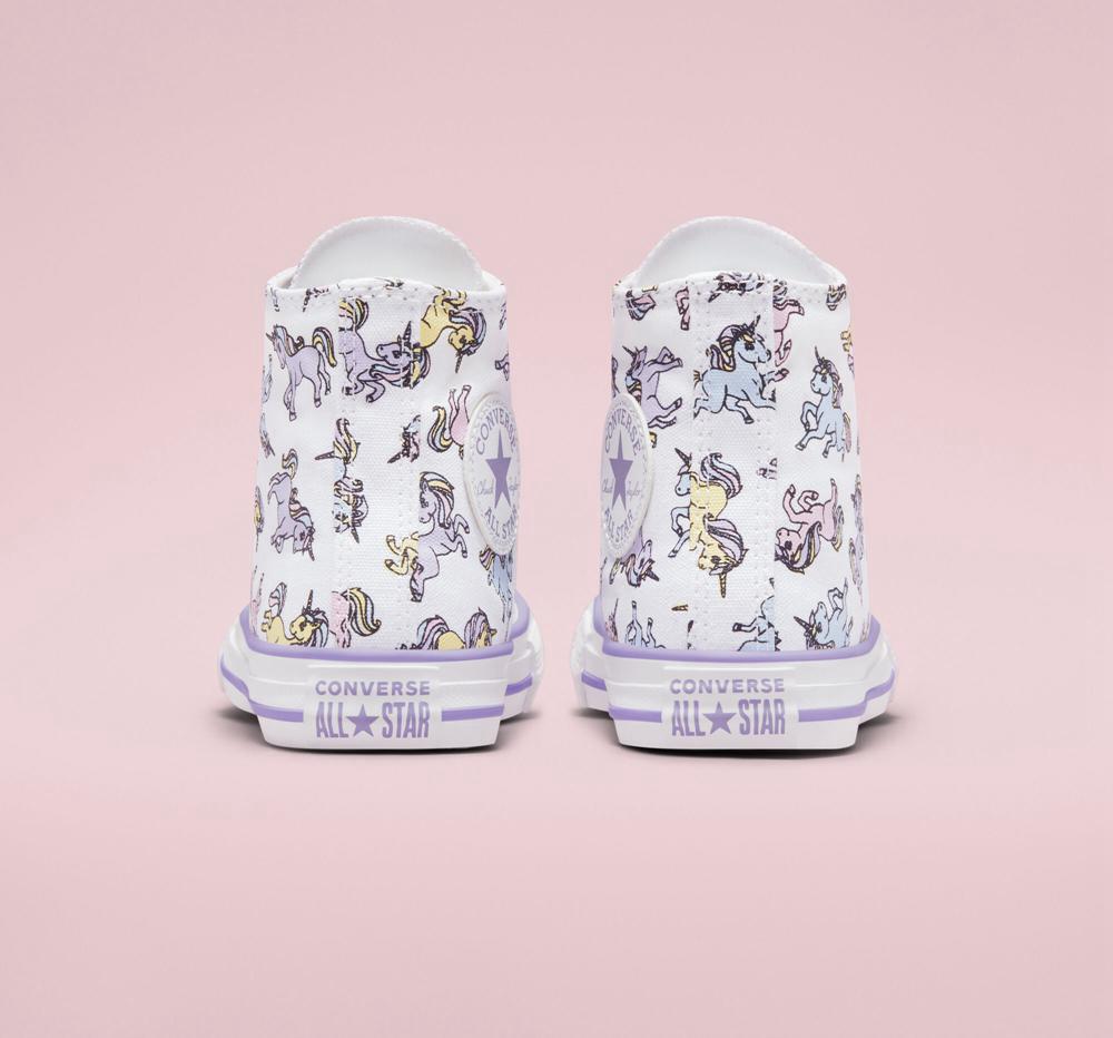 Dívčí Vysoké Converse Chuck Taylor All Star Unicorns Little Kids Bílé | 923576MUP