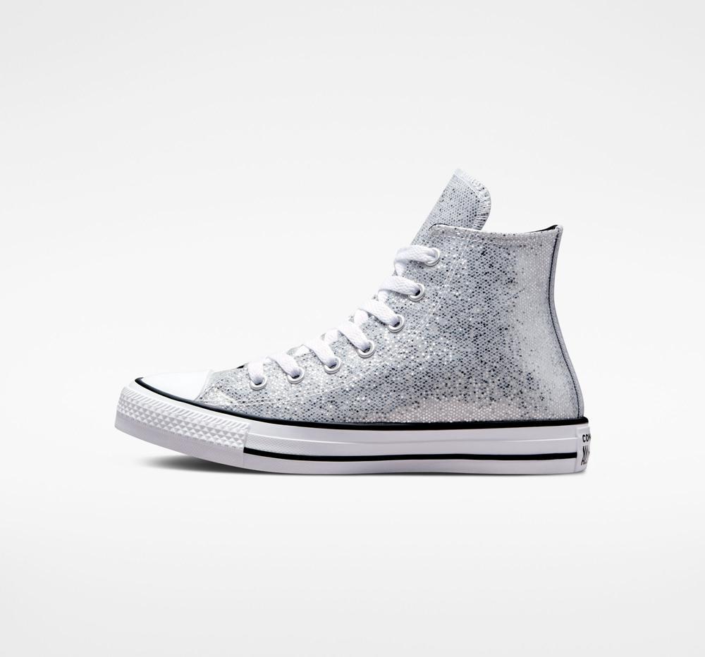 Dívčí Vysoké Converse Chuck Taylor All Star Glitter Big Kids Stříbrné Černé | 928174TWM