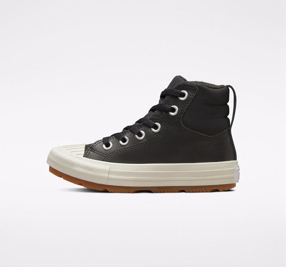 Dívčí Vysoké Converse Læder Chuck Taylor All Star Berkshire Boot Color Little Kids Černé Černé | 417082QWT