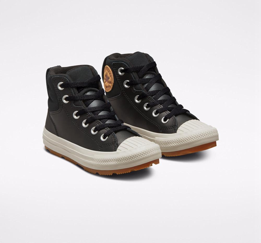 Dívčí Vysoké Converse Læder Chuck Taylor All Star Berkshire Boot Color Little Kids Černé Černé | 417082QWT