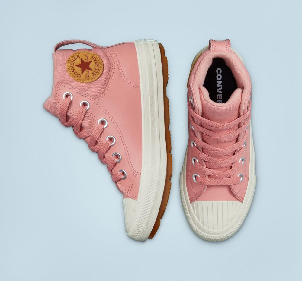 Dívčí Vysoké Converse Læder Chuck Taylor All Star Berkshire Boot Color Little Kids Růžové Růžové | 501284QUV