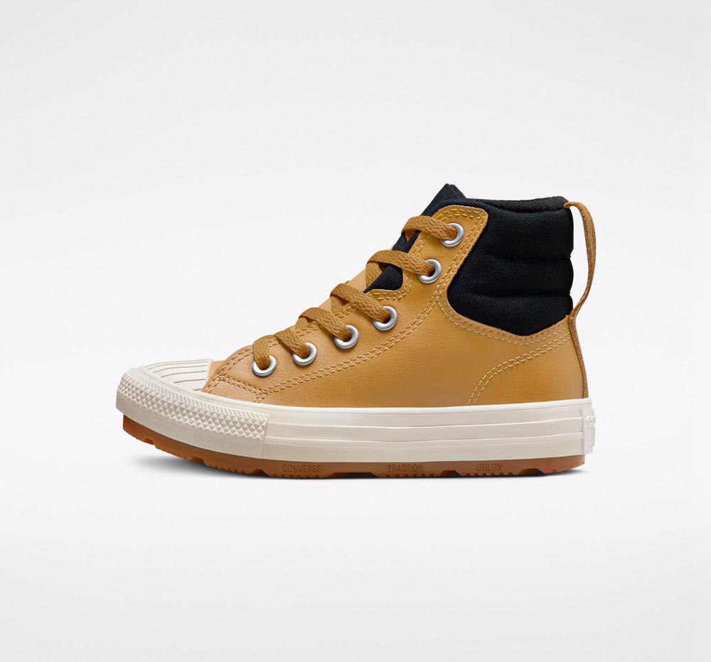 Dívčí Vysoké Converse Læder Chuck Taylor All Star Berkshire Boot Color Little Kids Hnědé Černé | 930546MIH