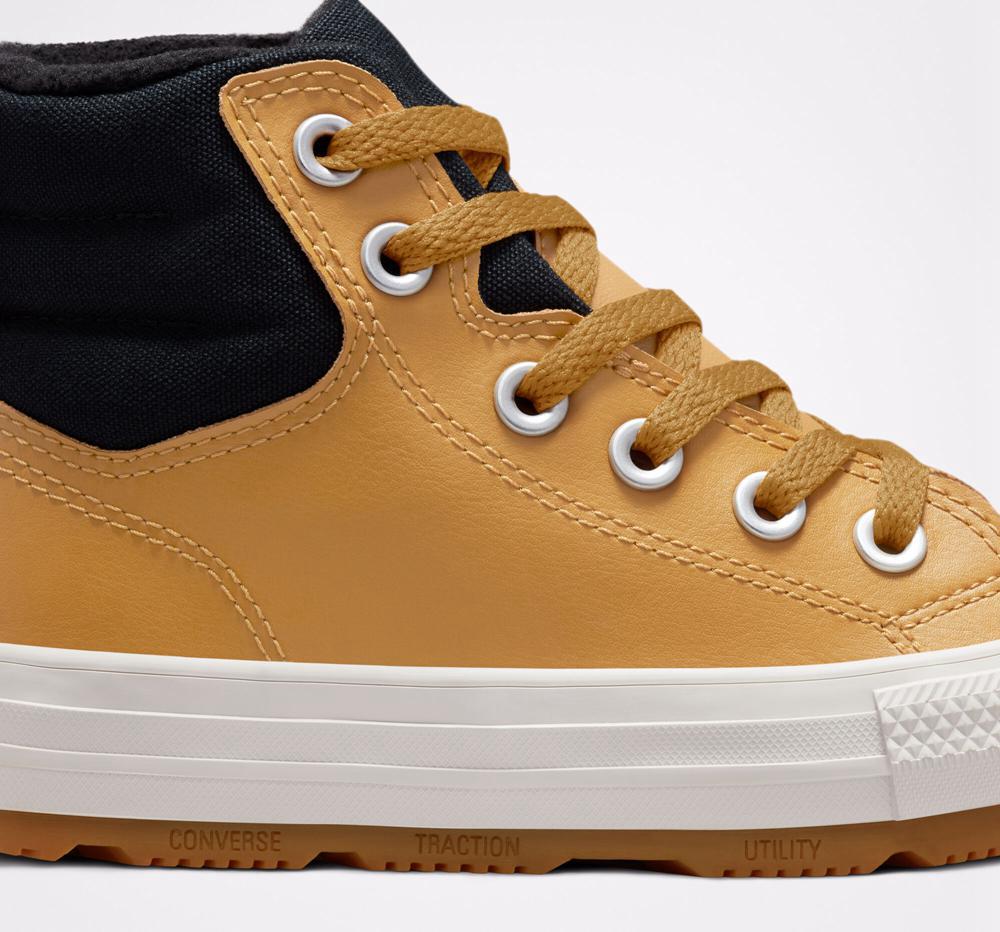 Dívčí Vysoké Converse Læder Chuck Taylor All Star Berkshire Boot Color Little Kids Hnědé Černé | 930546MIH