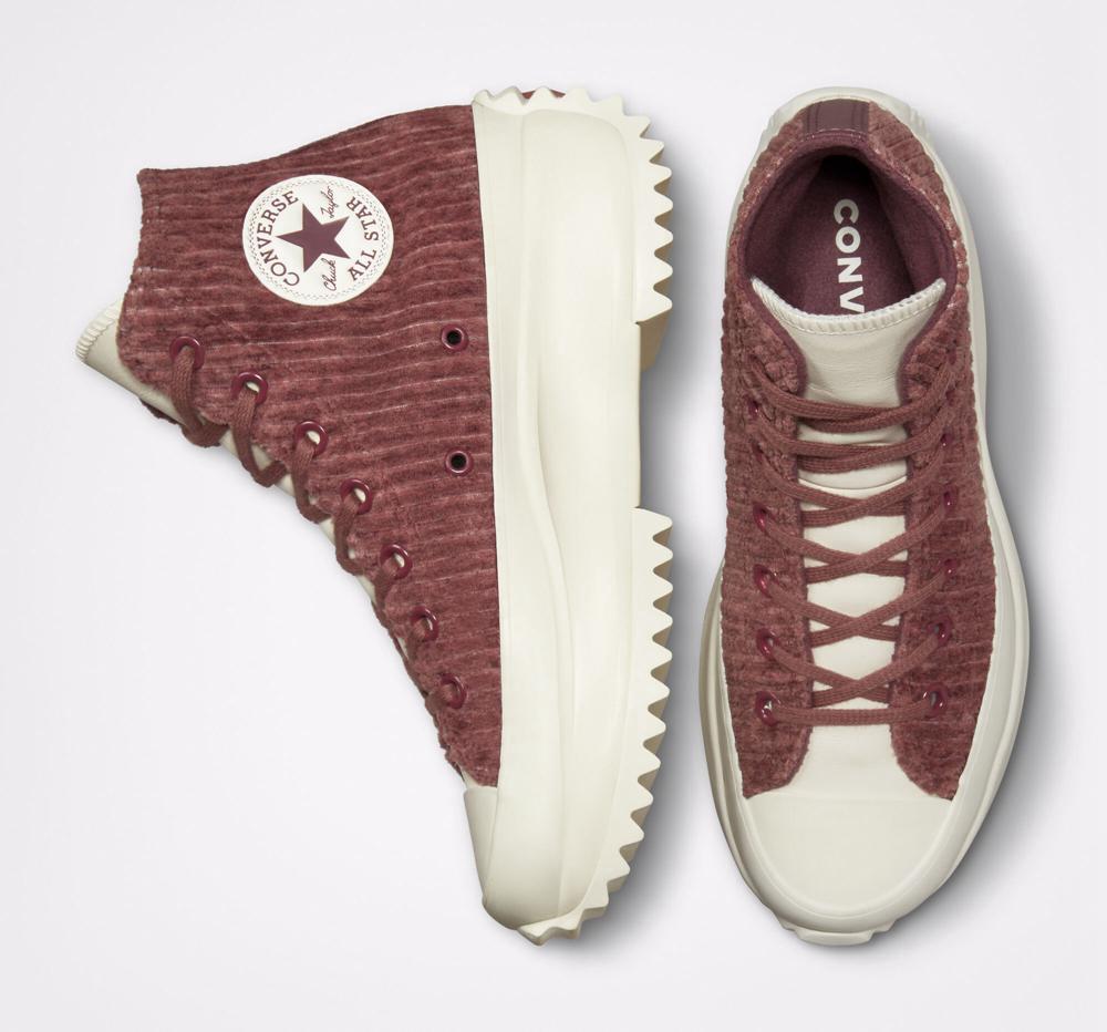 Pánské Boty Na Platformy Converse Run Star Hike Velour Unisex High Top Vínové Tmavě | 857290ZYI