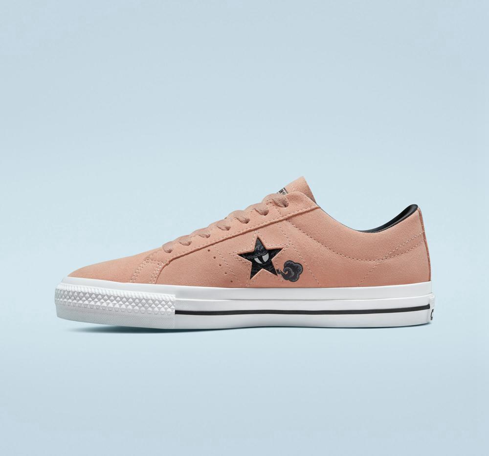 Pánské Nízké Converse Cons One Star Pro Tattoo Art Skate Růžové Bílé Černé | 381504MCA