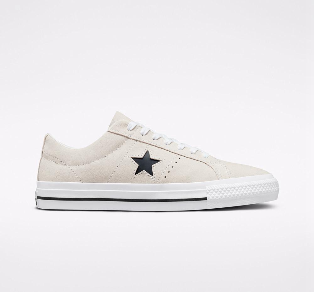 Pánské Nízké Converse Cons One Star Pro Semišové Skate Bílé Černé | 831920BTK