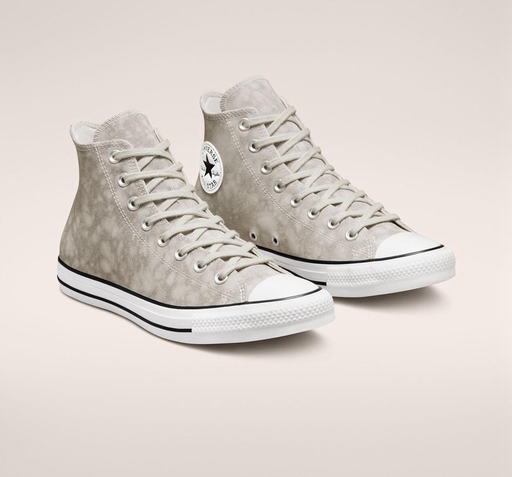 Pánské Vysoké Converse Chuck Taylor All Star Distressed Læder Unisex Šedé Světle | 150732AYJ