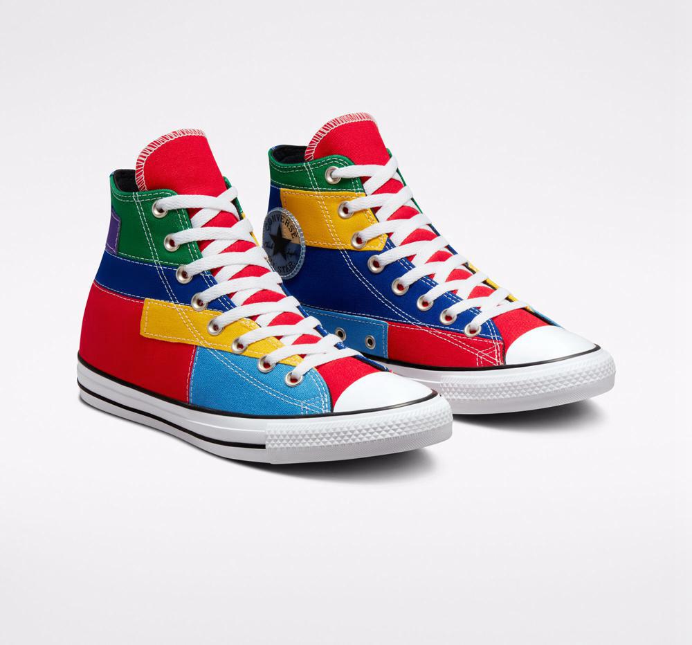 Pánské Vysoké Converse Chuck Taylor All Star Patchwork Unisex Červené Blankyt | 241936LCD