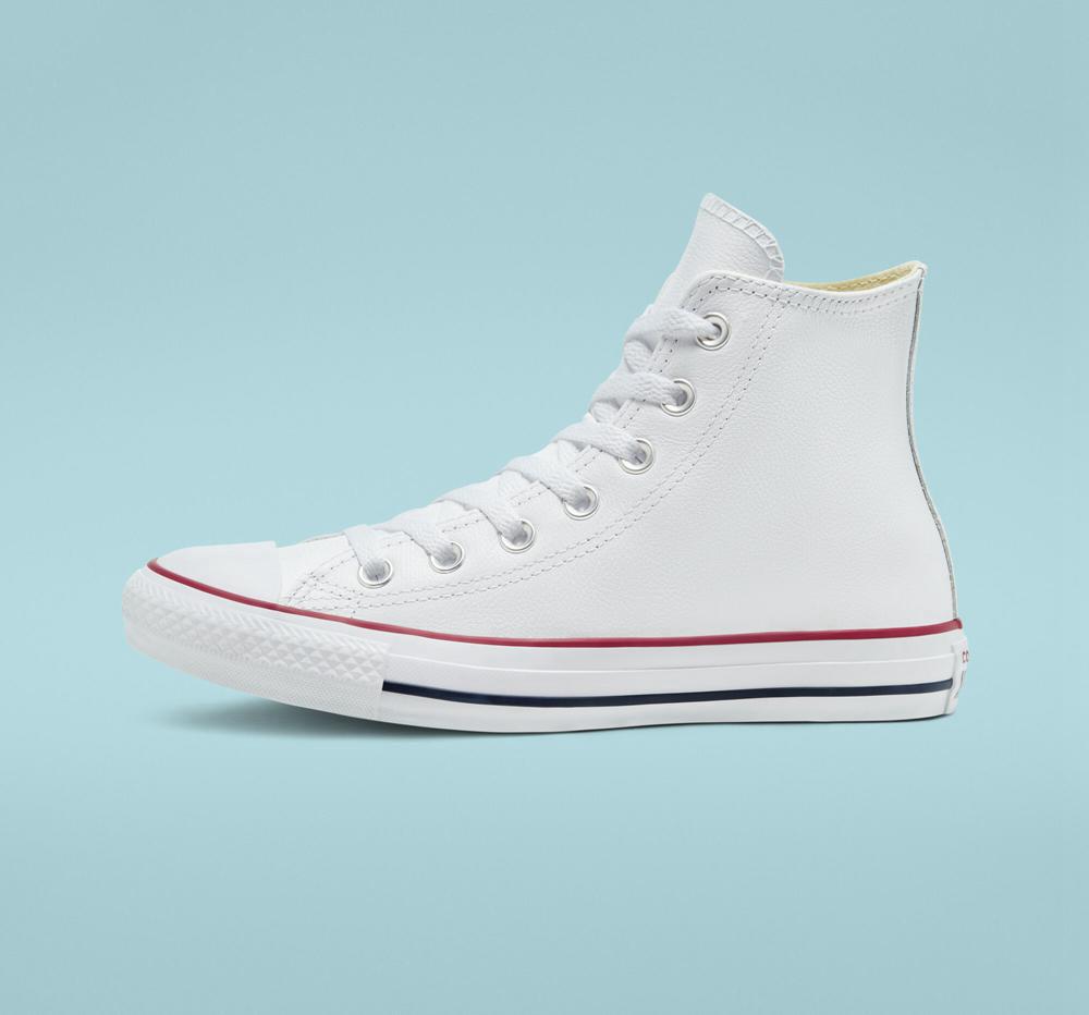 Pánské Vysoké Converse Chuck Taylor All Star Læder Unisex Bílé | 690831SRT