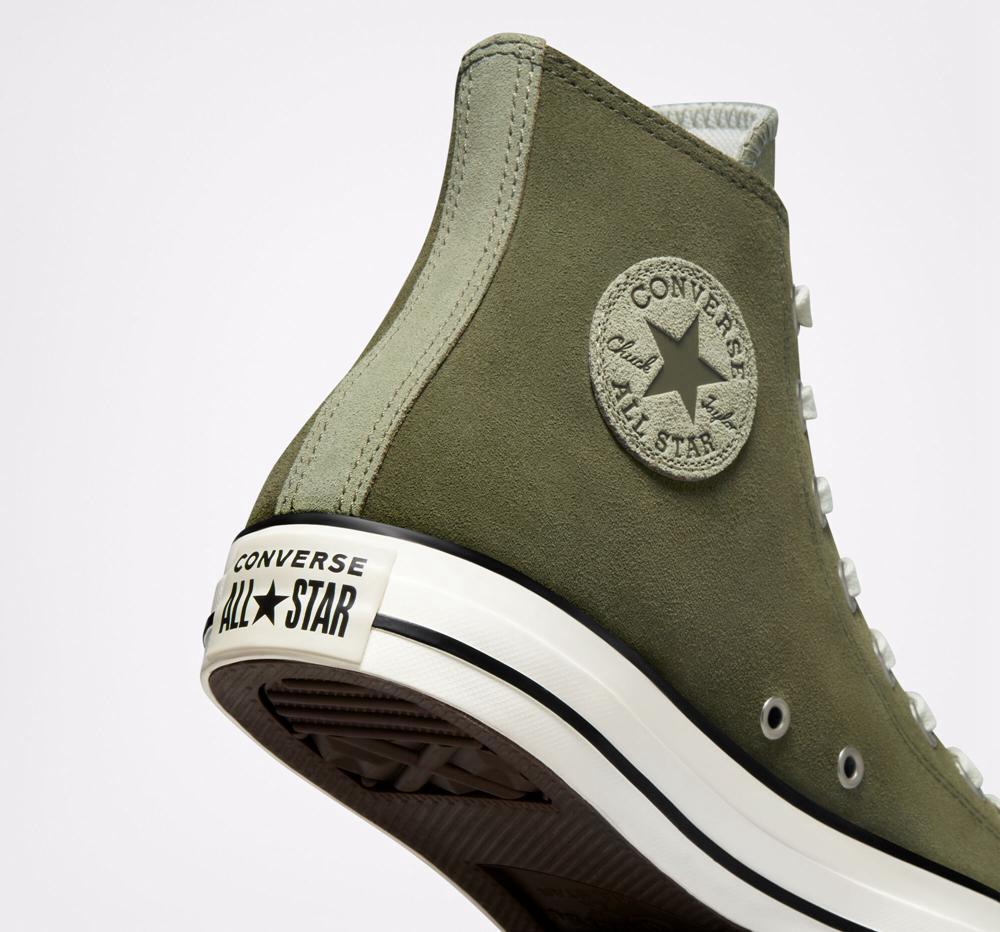 Pánské Vysoké Converse Chuck Taylor All Star Earthy Semišové Unisex Zelene Světle | 735841HCK