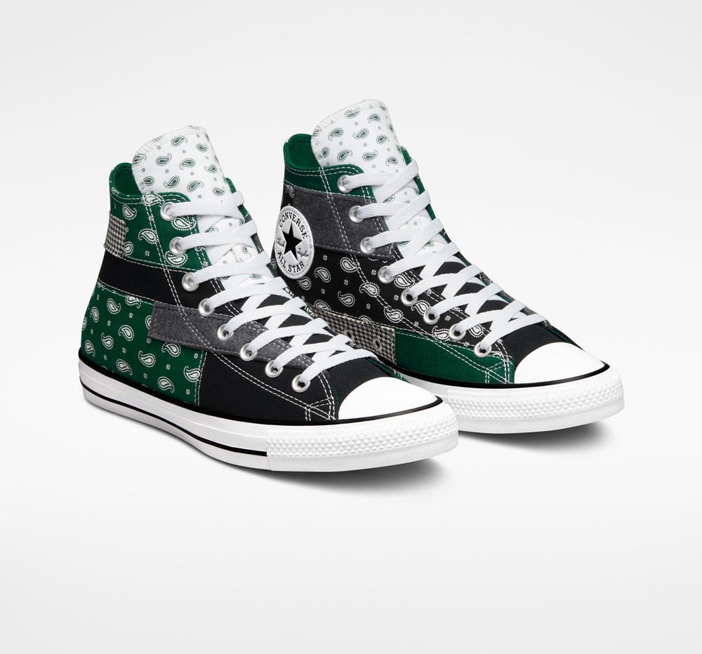 Pánské Vysoké Converse Chuck Taylor All Star Hacked Patterns Unisex Zelene Černé Bílé | 760392RJY