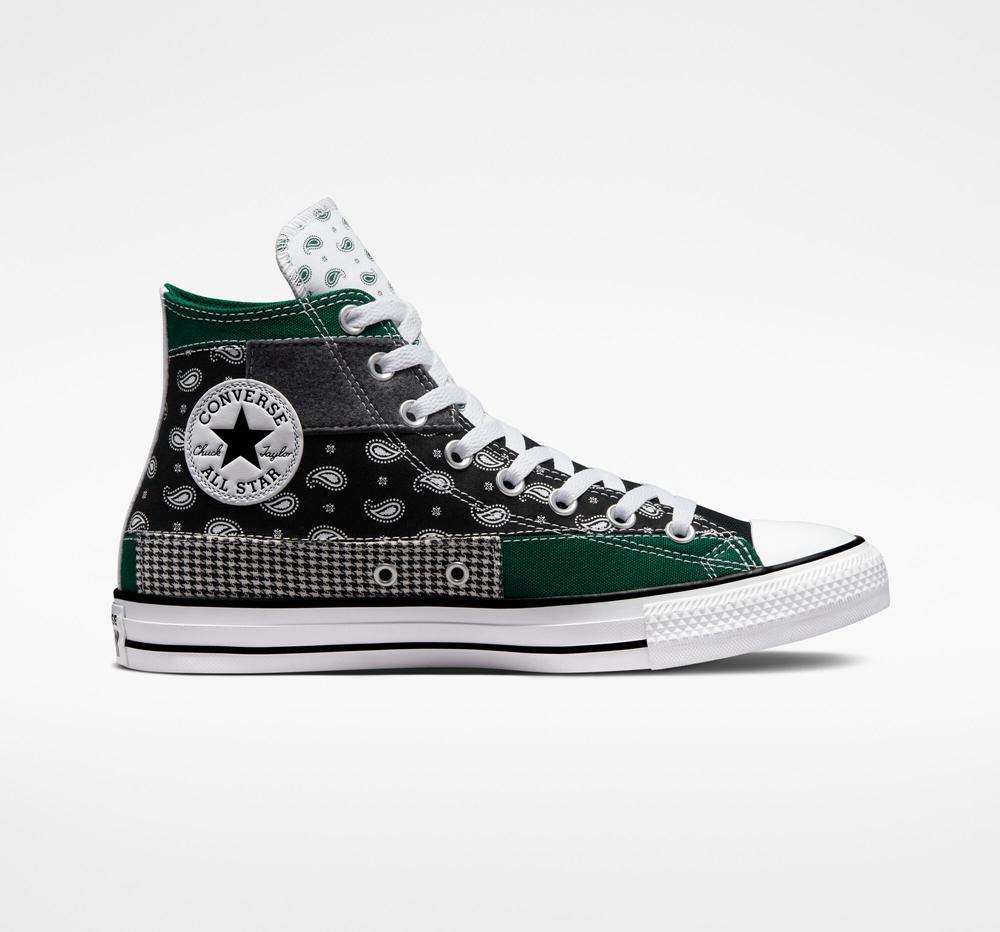 Pánské Vysoké Converse Chuck Taylor All Star Hacked Patterns Unisex Zelene Černé Bílé | 760392RJY