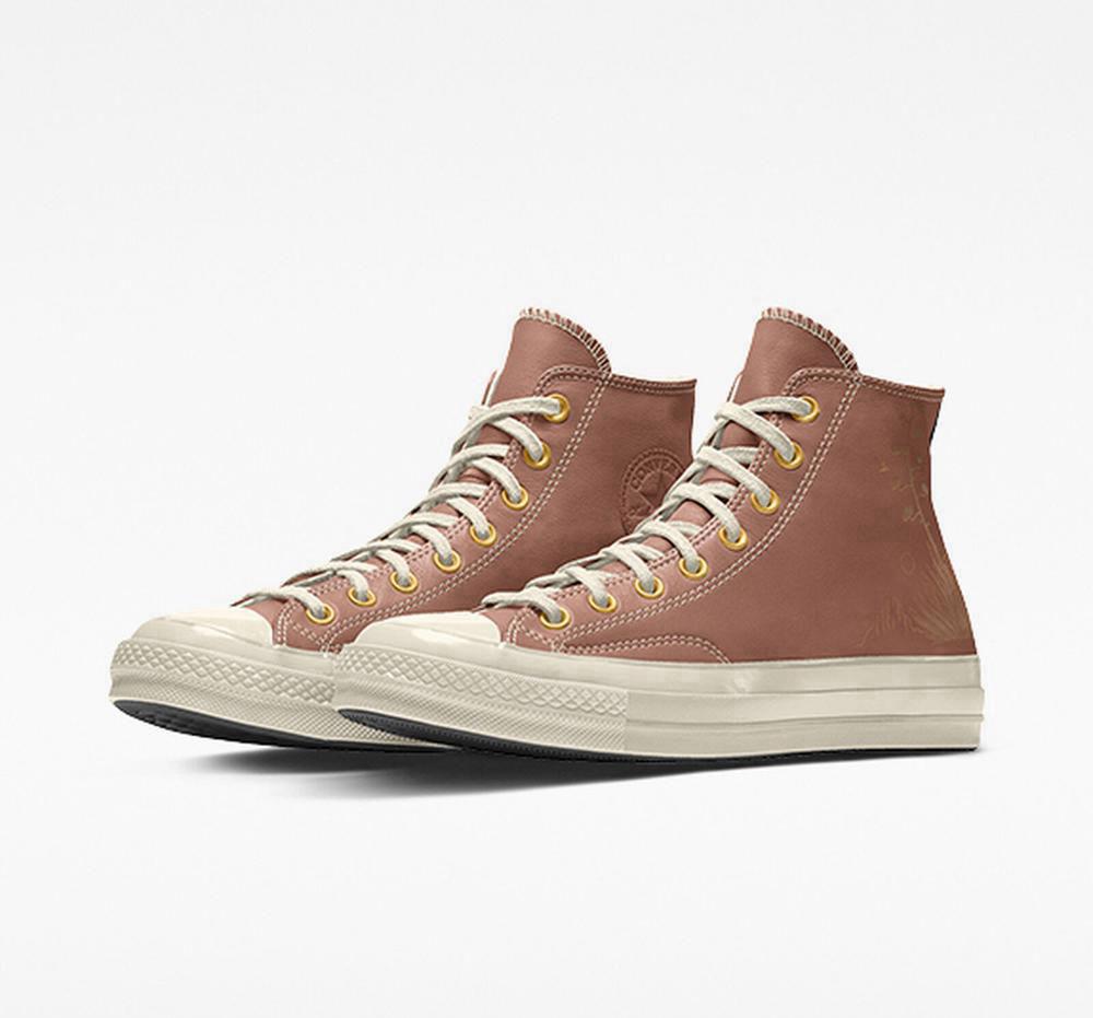 Pánské Vysoké Converse Custom Chuck 70 Læder By You Unisex Hnědé | 234109RXL