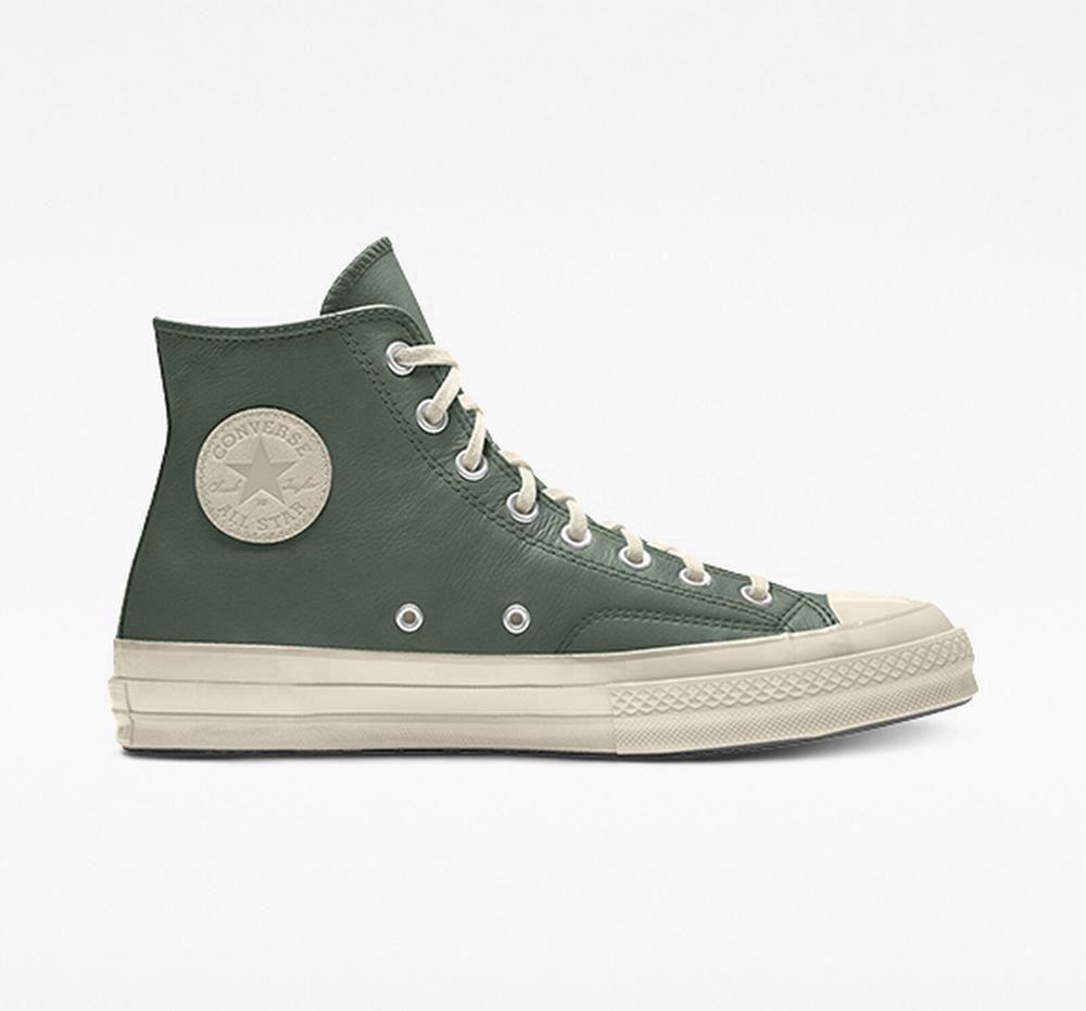 Pánské Vysoké Converse Custom Chuck 70 Læder By You Unisex Zelene | 751934OKG