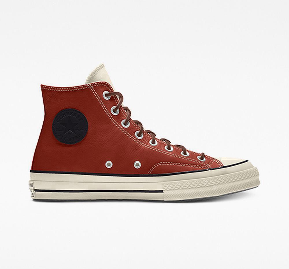 Pánské Vysoké Converse Custom Chuck 70 Læder By You Unisex Oranžové | 763928IMJ