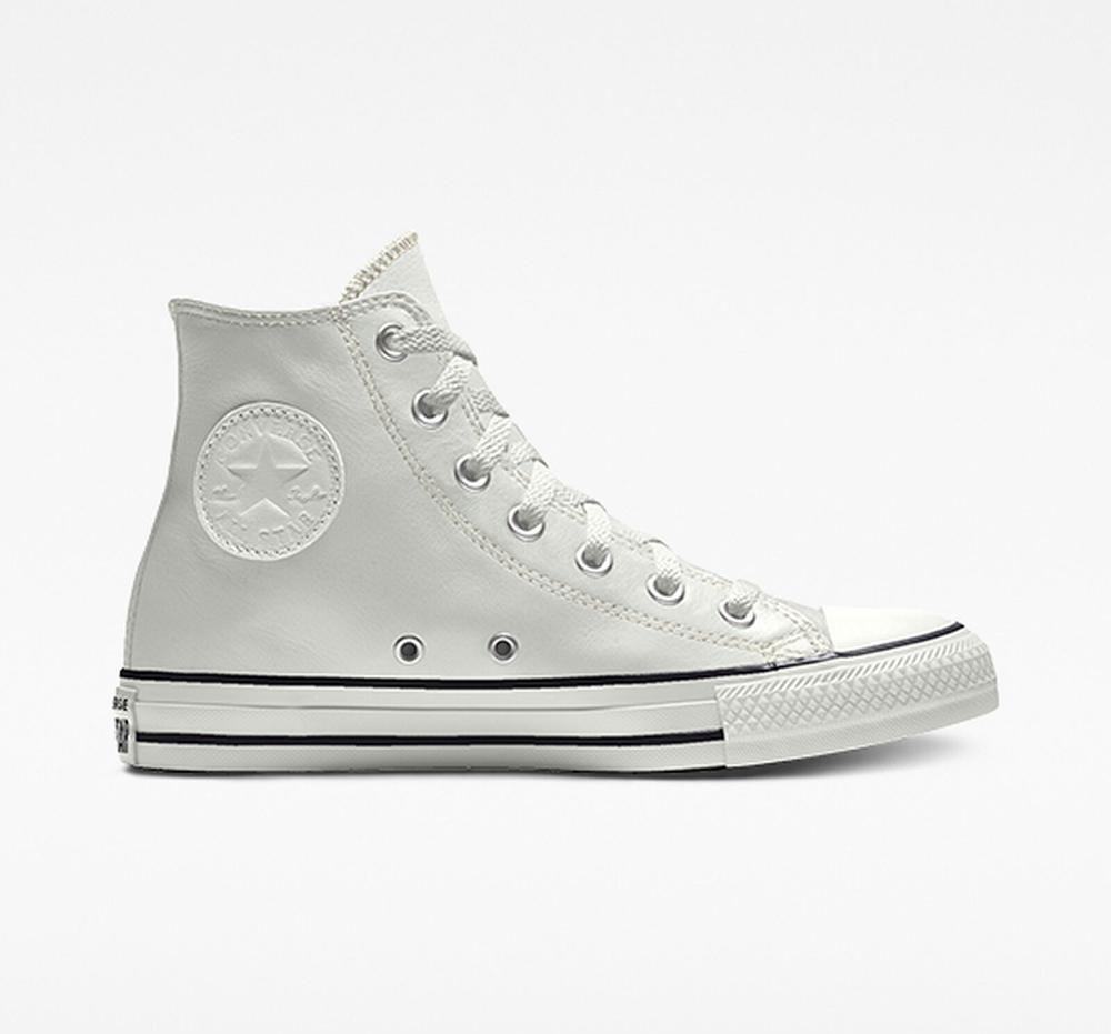 Pánské Vysoké Converse Custom Chuck Taylor All Star Læder By You Unisex Bílé | 089124KPC