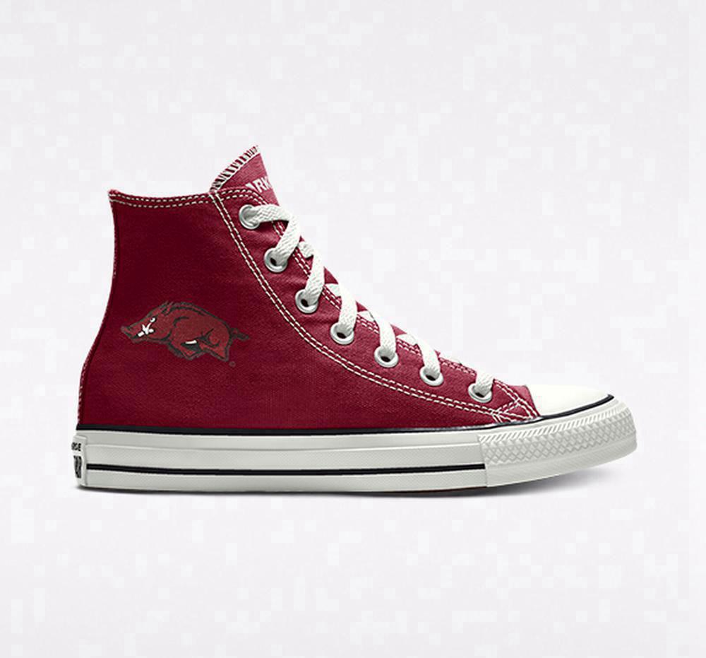 Pánské Vysoké Converse Custom Chuck Taylor All Star University Of Arkansas Razorbacks By You Unisex Vínové | 213964FLH