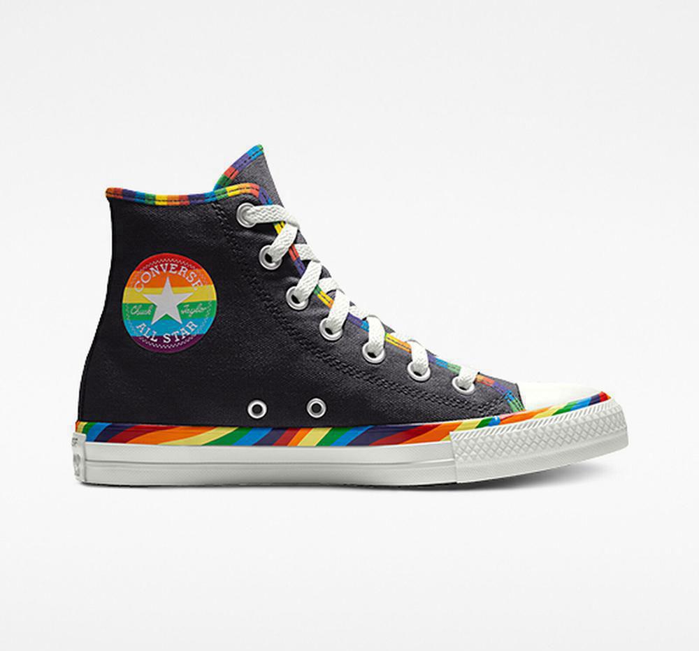 Pánské Vysoké Converse Custom Chuck Taylor All Star Pride By You Unisex Černé | 230175EWO