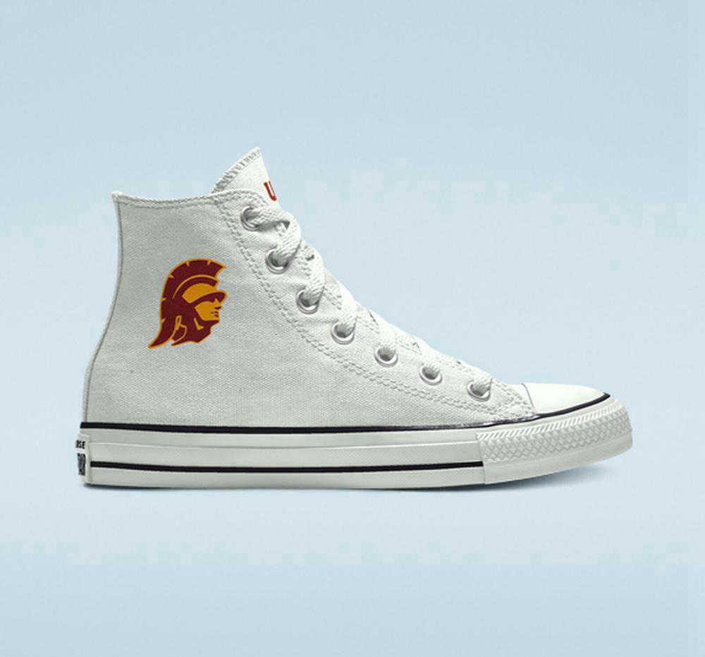 Pánské Vysoké Converse Custom Chuck Taylor All Star University Of Southern California Trojans By You Unisex Bílé | 284675BIR