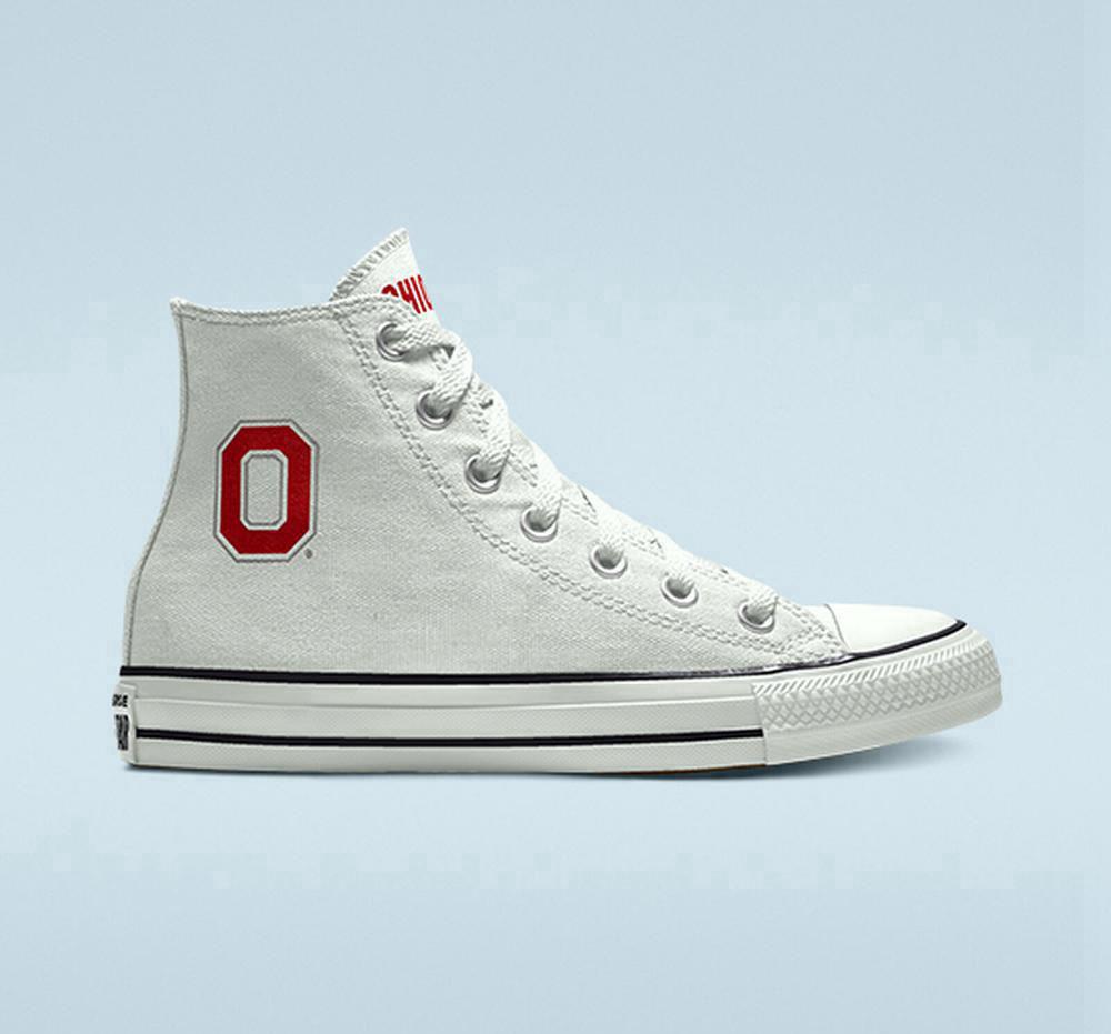 Pánské Vysoké Converse Custom Chuck Taylor All Star Ohio State Buckeyes By You Unisex Bílé | 409825NMU