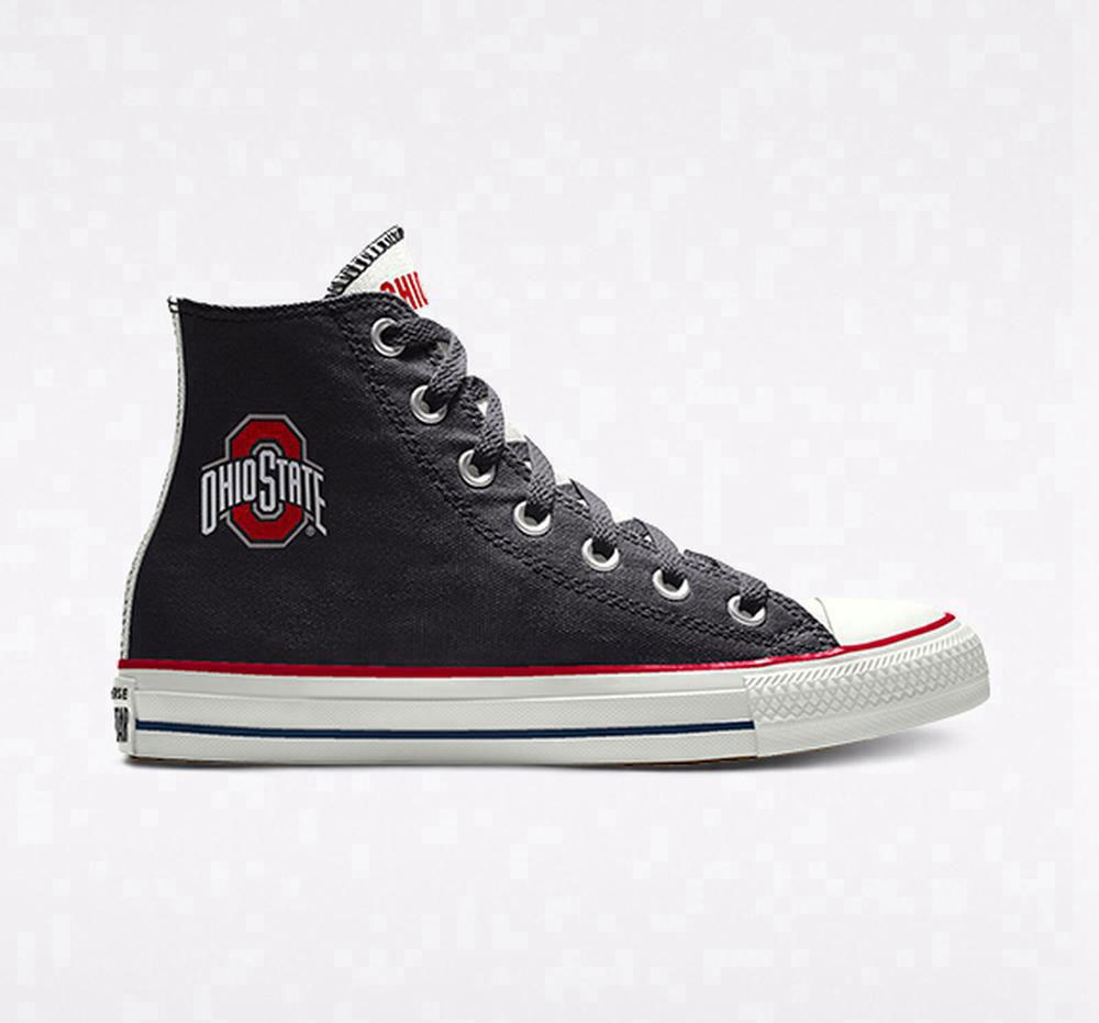 Pánské Vysoké Converse Custom Chuck Taylor All Star Ohio State Buckeyes By You Unisex Černé | 413802GIT