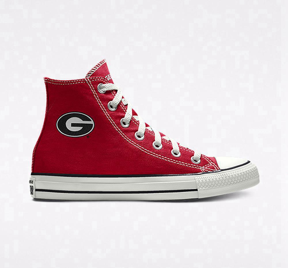 Pánské Vysoké Converse Custom Chuck Taylor All Star University Of Georgia Bulldogs By You Unisex Červené | 423158WUP