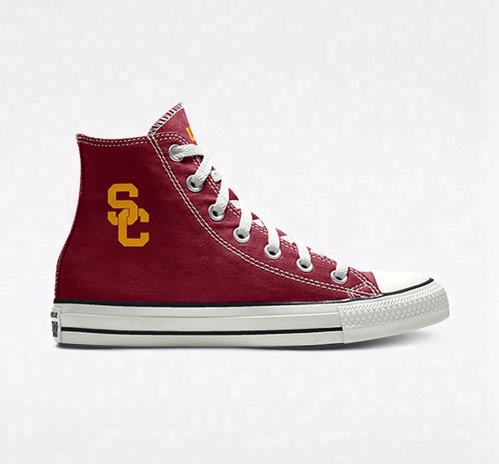 Pánské Vysoké Converse Custom Chuck Taylor All Star University Of Southern California Trojans By You Unisex Vínové | 459018MPU